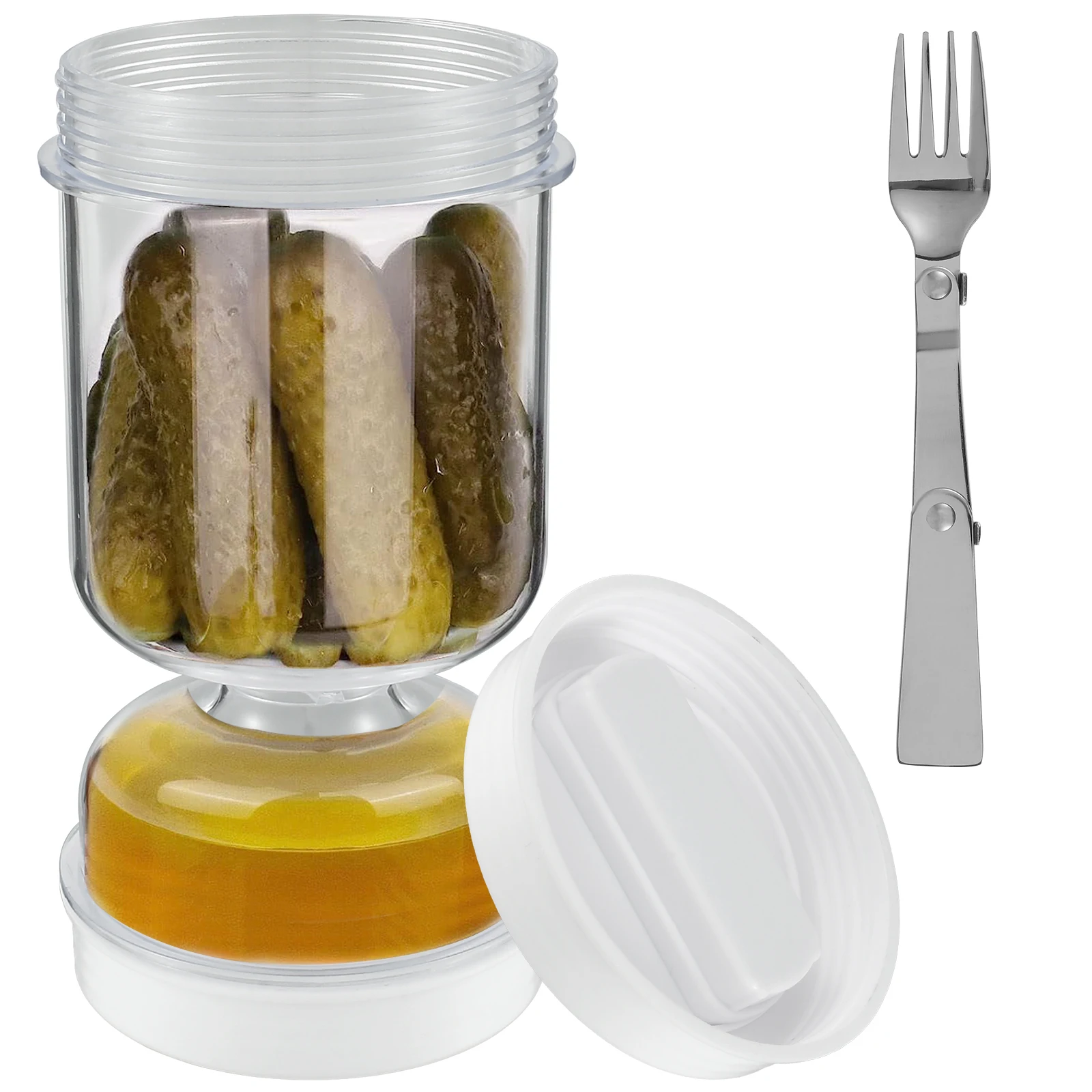 Food Storage With Dividers - Słoik na ogórzki z widelcem Dozownik